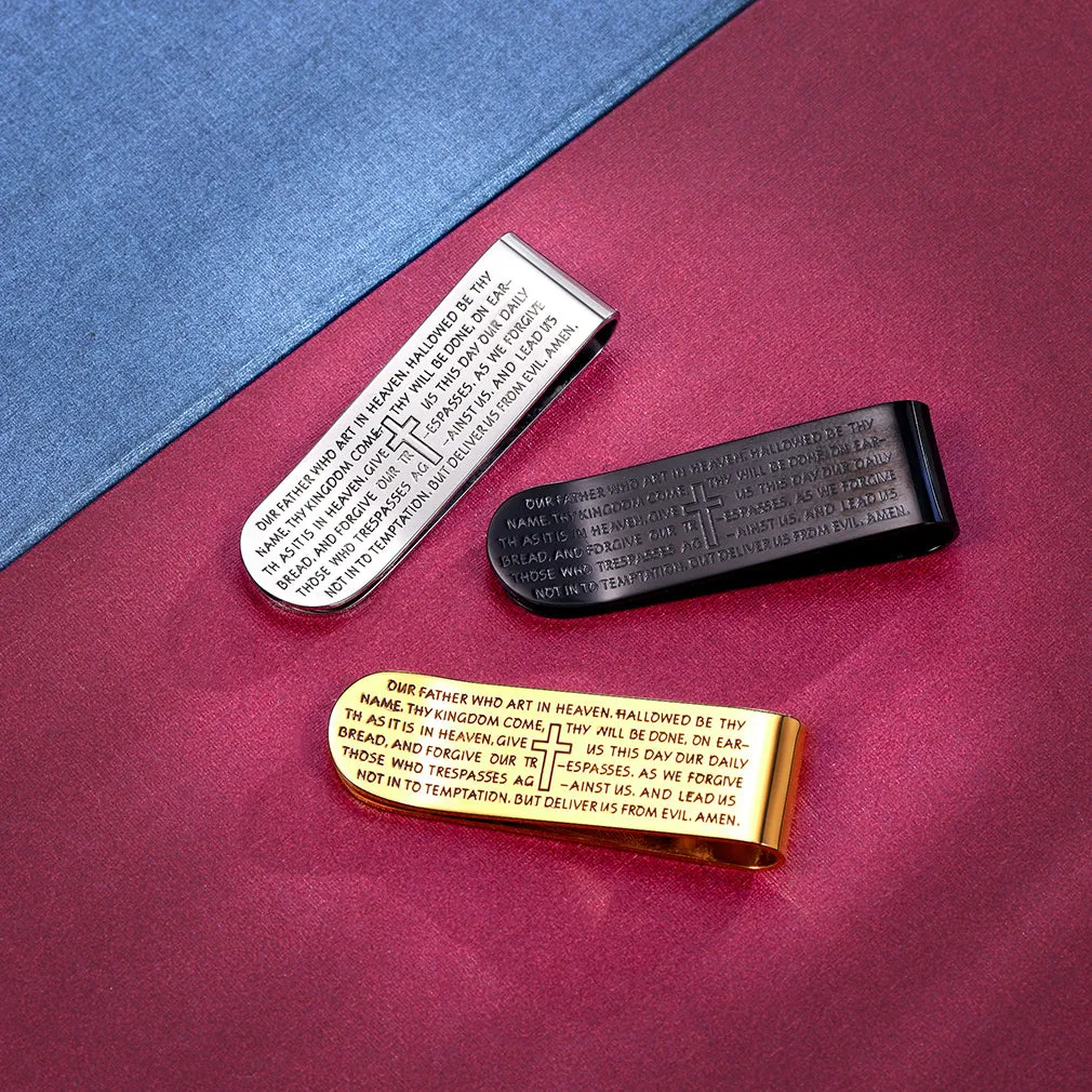 Cross Prayer Money Clip Money Card Holder for Men sold by FaithHeart product image thumbnail 4