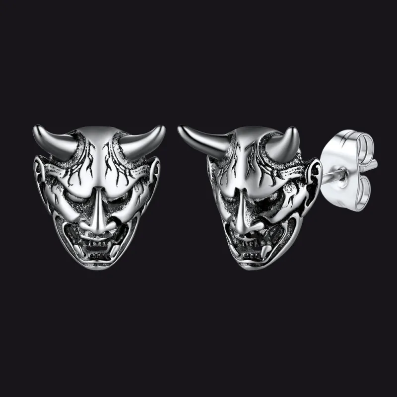 Halloween Hannya Mask Devil Horn Earrings For Men sold by FaithHeart