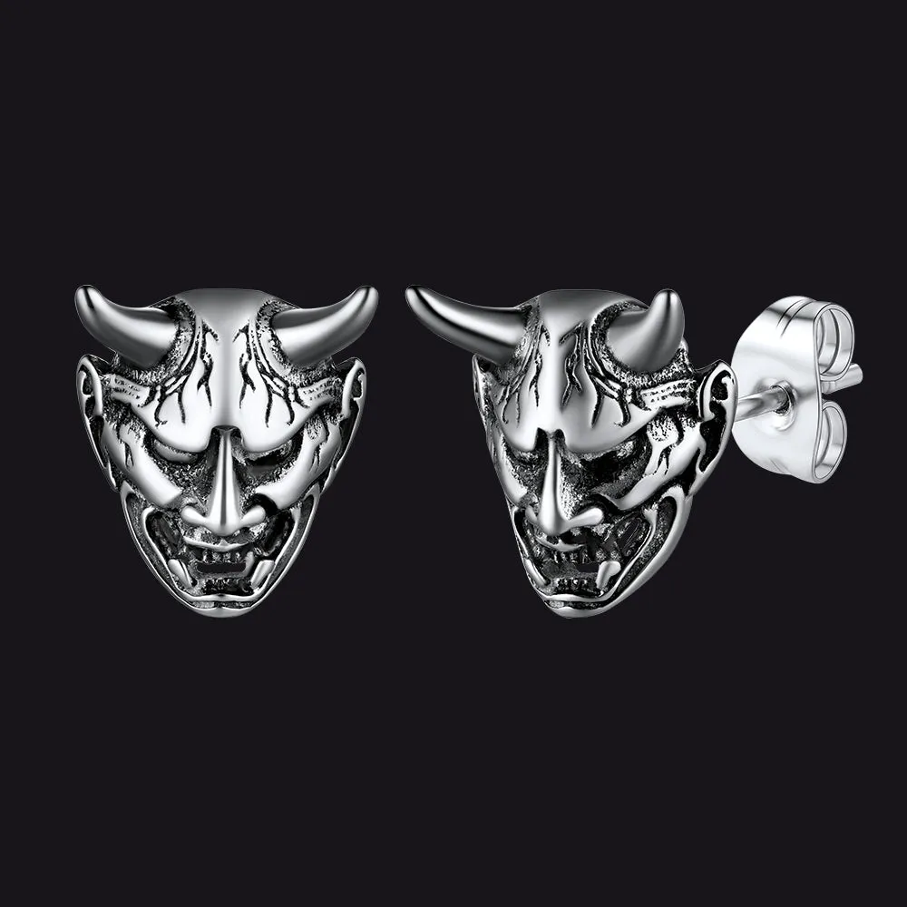 Halloween Hannya Mask Devil Horn Earrings For Men sold by FaithHeart