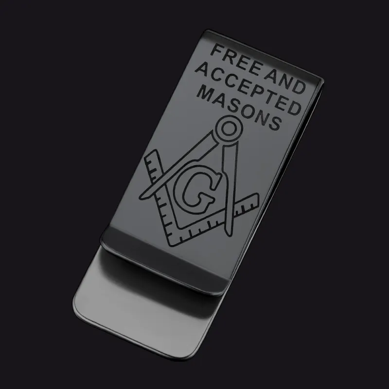 Engraved Masonic Emblem Money Clip Classic Slim Wallets sold by FaithHeart