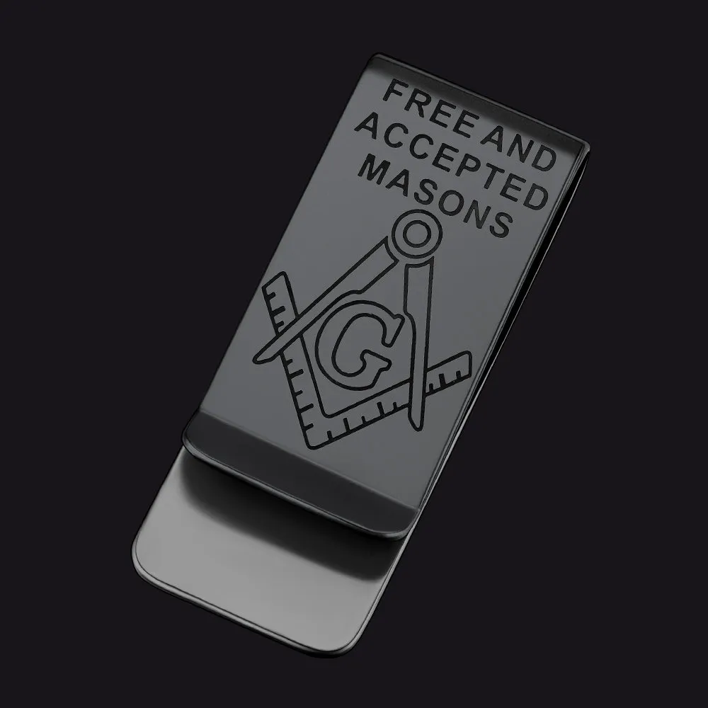 Engraved Masonic Emblem Money Clip Classic Slim Wallets sold by FaithHeart