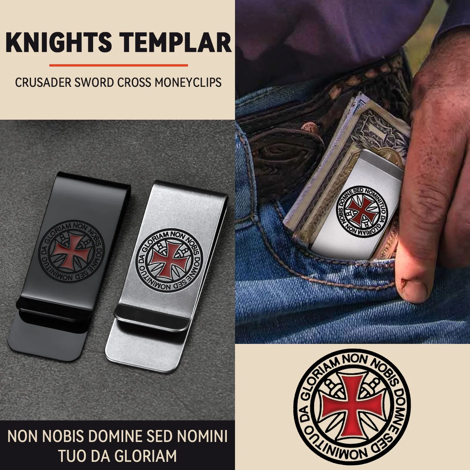 Knights Templar Cross Money Clip Credit Card Holder sold by FaithHeart product image thumbnail 2