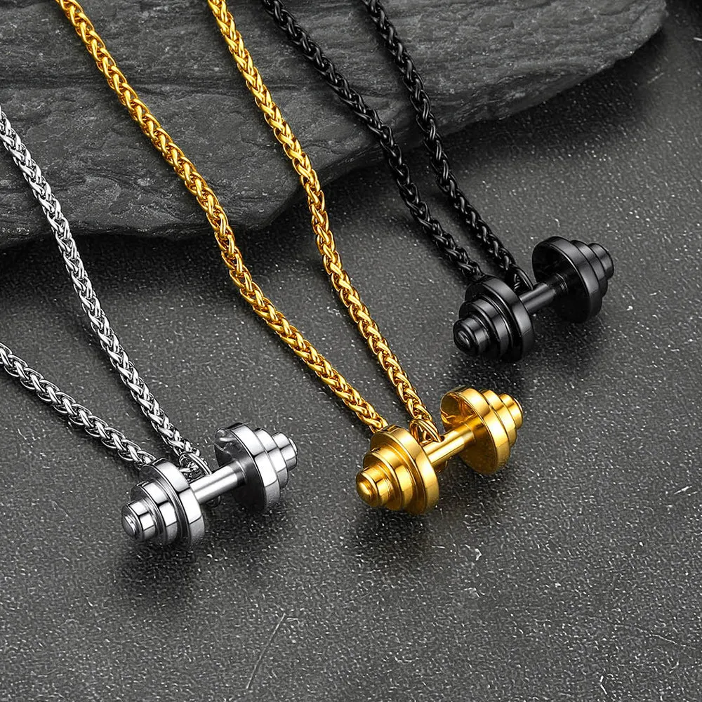 Fitness Dumbbell Pendant Necklace for Men sold by FaithHeart product image thumbnail 3