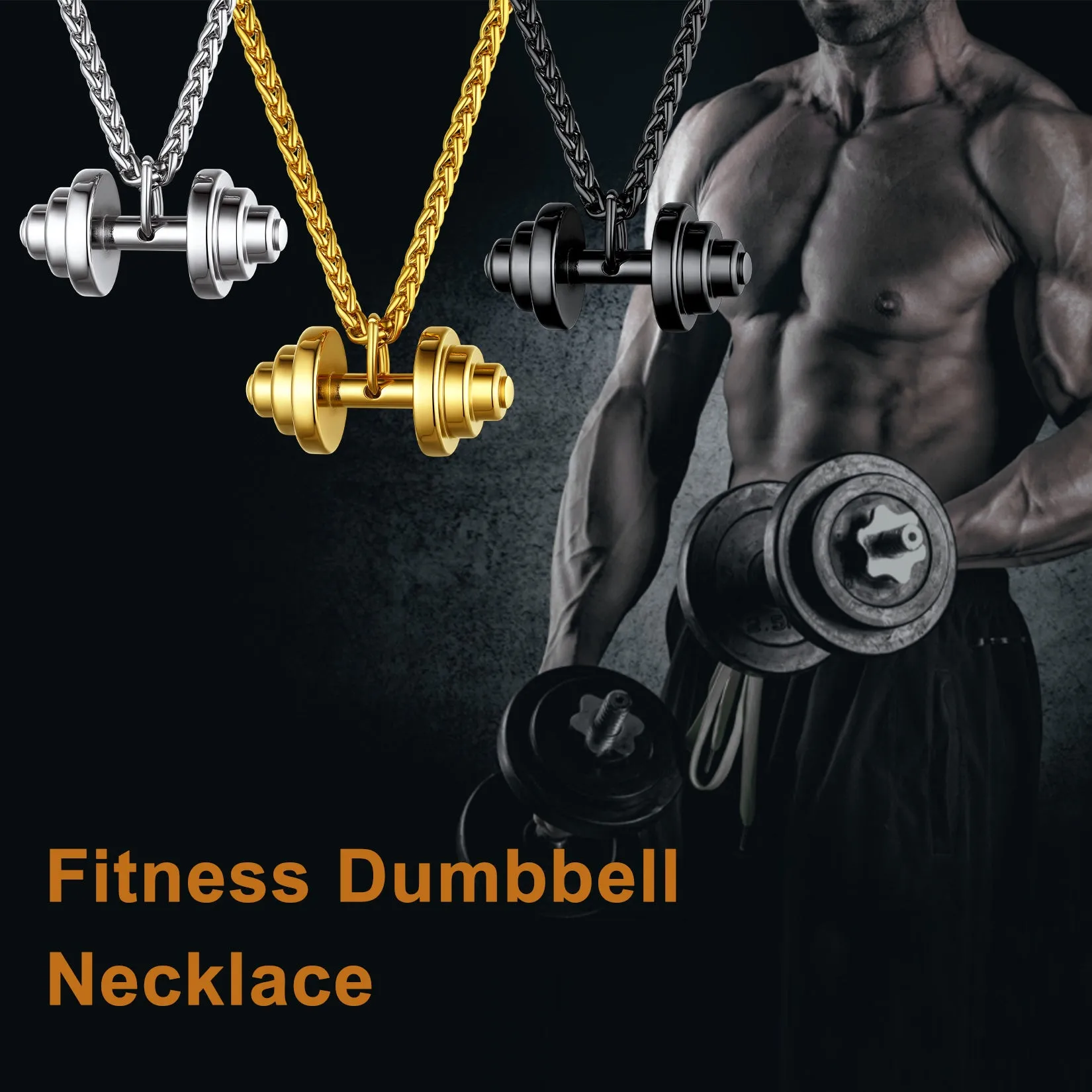 Fitness Dumbbell Pendant Necklace for Men sold by FaithHeart product image thumbnail 4