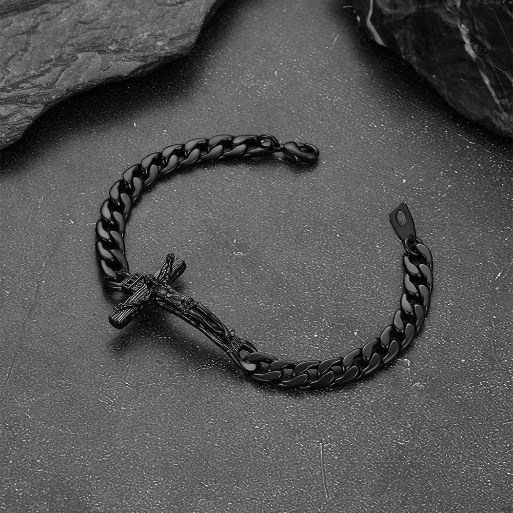 Christian Cross Cuban Chain Link Bracelet for Men Women sold by FaithHeart product image thumbnail 5