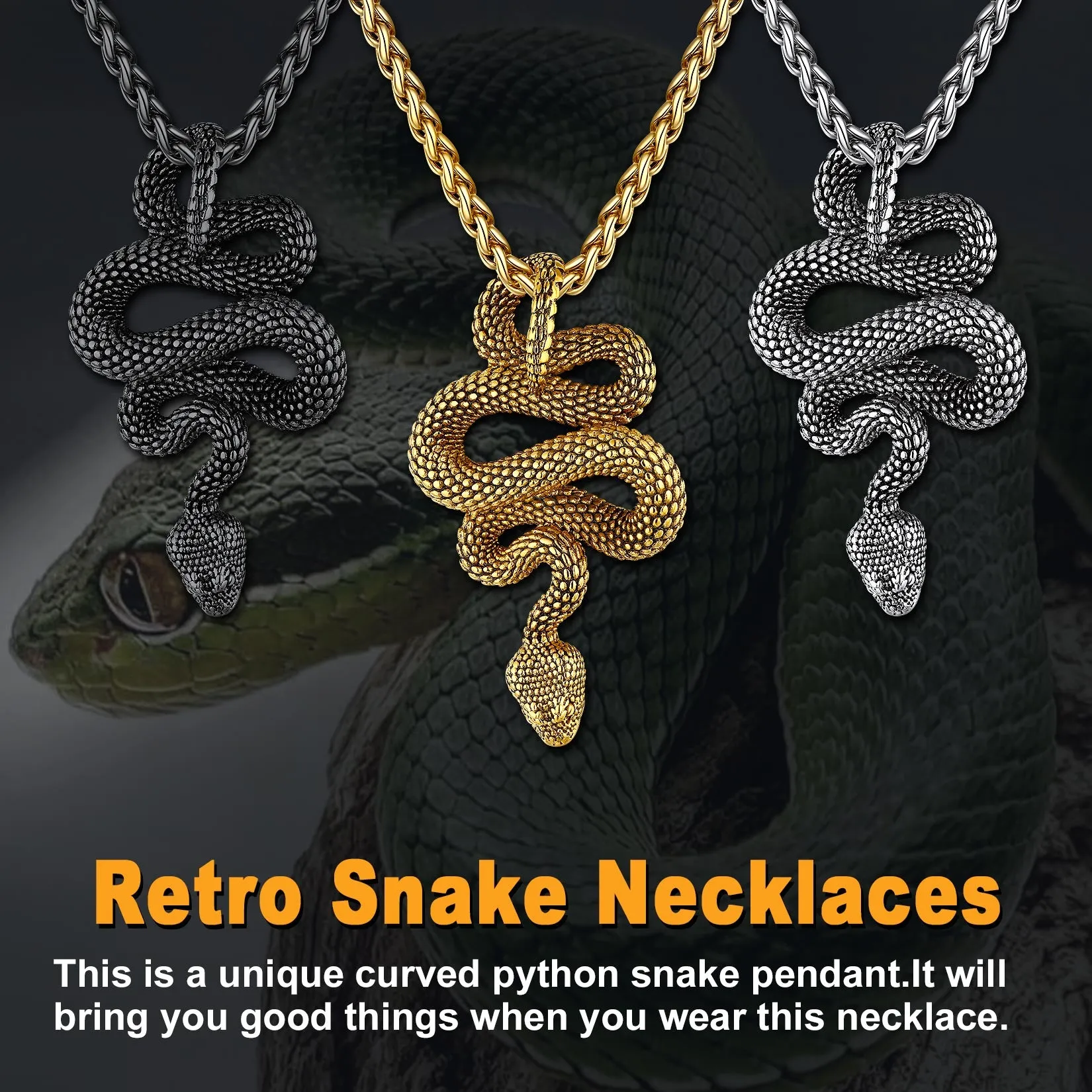 Gothic Retro Snake Necklace for Men Women sold by FaithHeart product image thumbnail 5