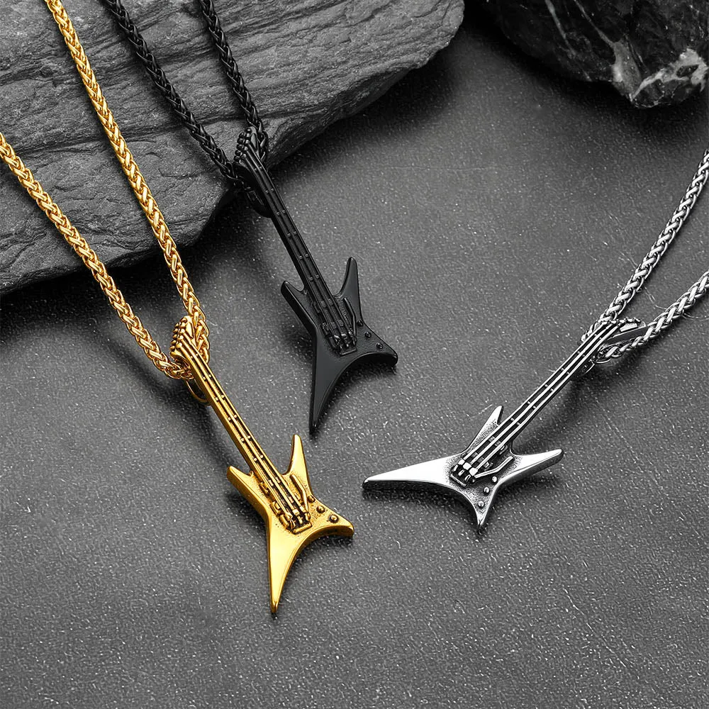Rock Guitar Pendant Music Necklace for Men Boys sold by FaithHeart product image thumbnail 4