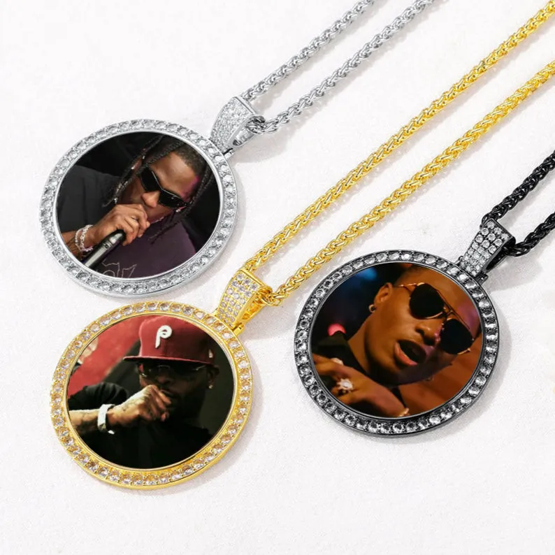 Personalized Large Picture Circle Necklace Memorial Photo Pendant for Men sold by FaithHeart product image thumbnail 5