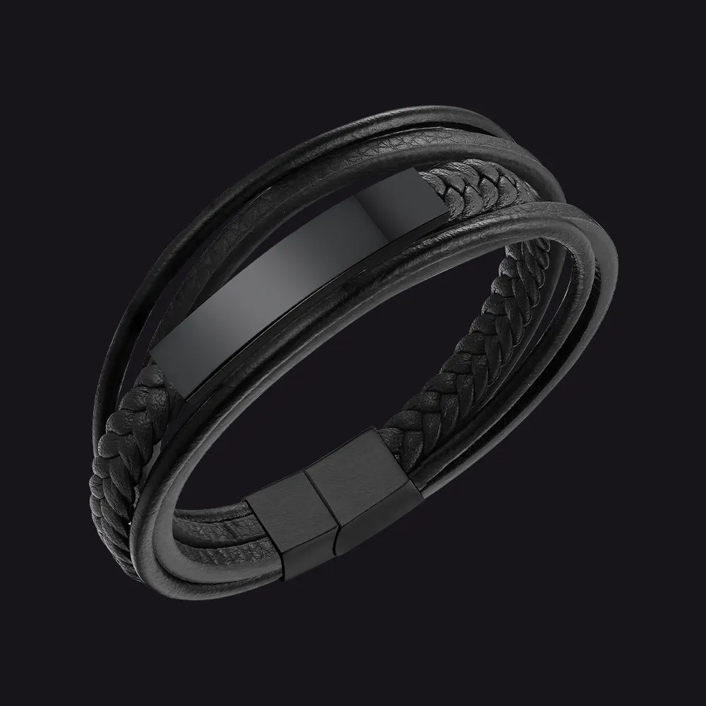 Custom ID Braided Leather Bracelet for Men sold by FaithHeart