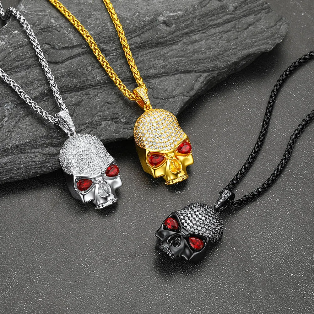 Halloween Gothic Skull Diamond Necklace With Red Eye For Men sold by FaithHeart product image thumbnail 5