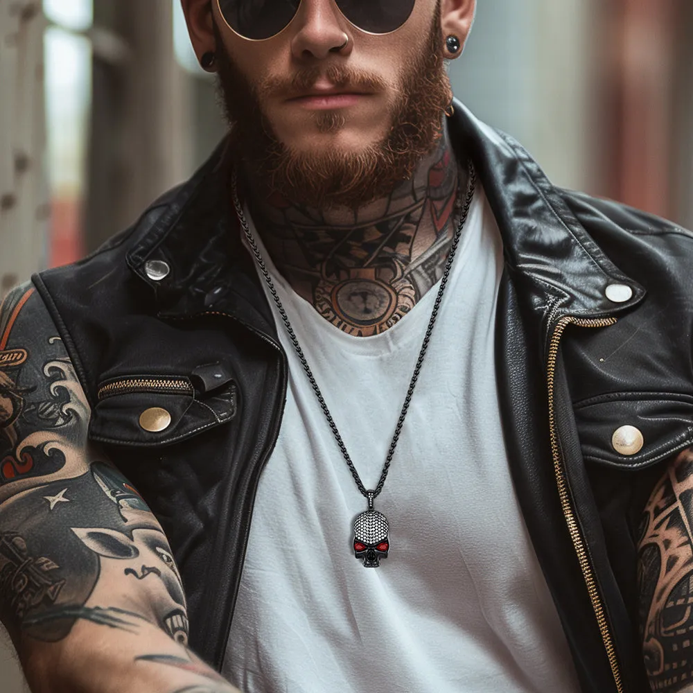 Halloween Gothic Skull Diamond Necklace With Red Eye For Men sold by FaithHeart product image thumbnail 2