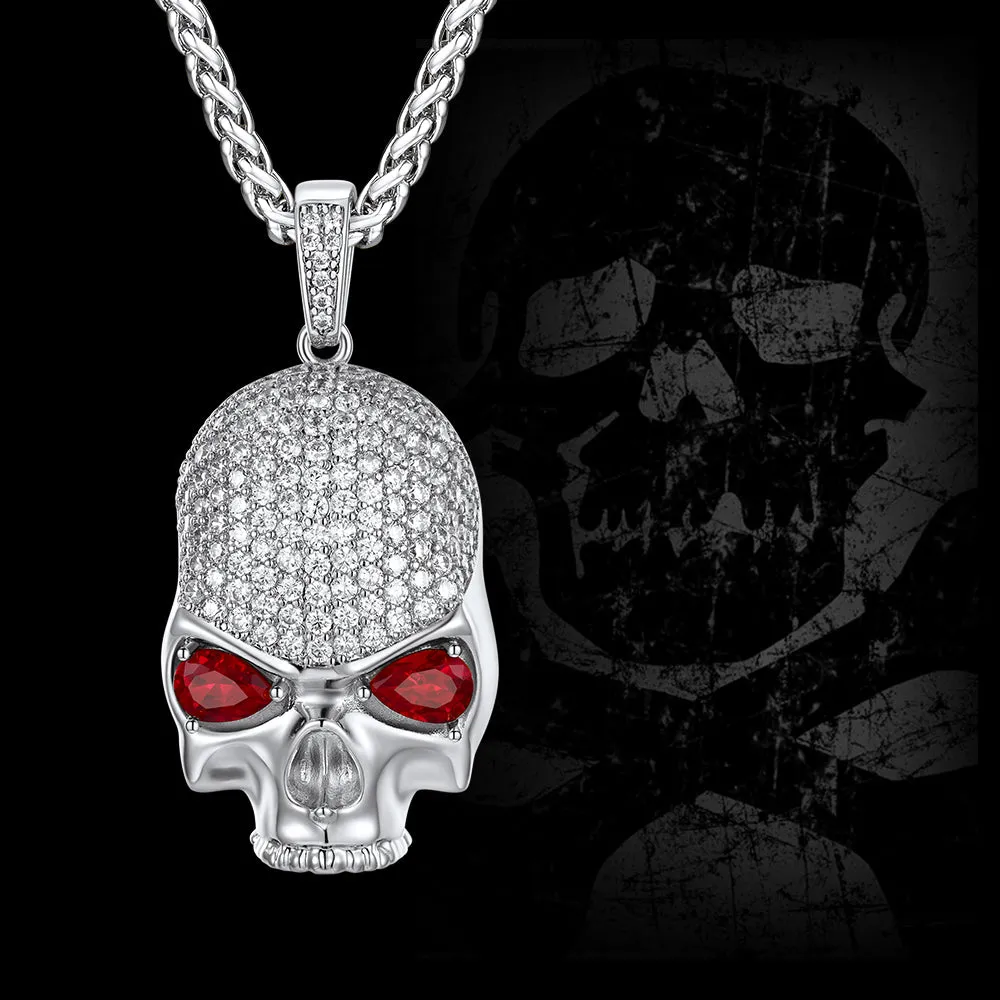 Halloween Gothic Skull Diamond Necklace With Red Eye For Men sold by FaithHeart product image thumbnail 4