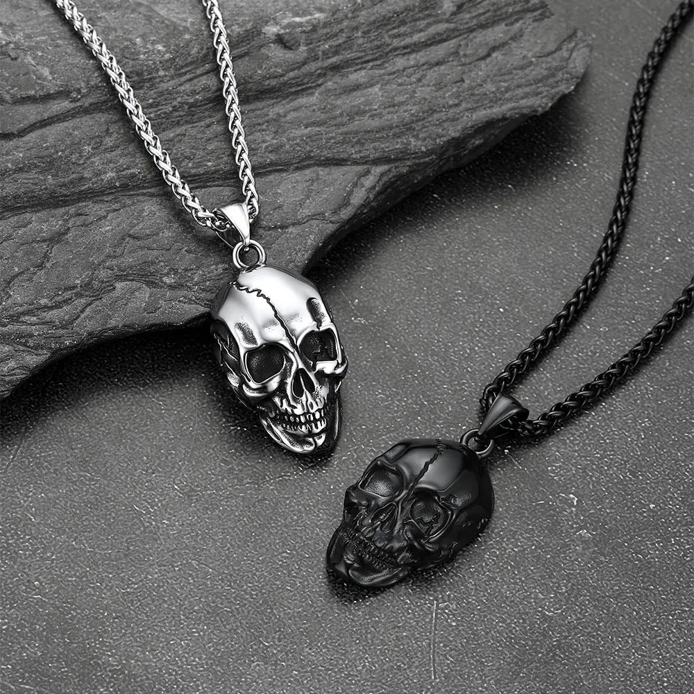 Gothic Skull Necklace with Fissured Skeleton Head for Men sold by FaithHeart product image thumbnail 3