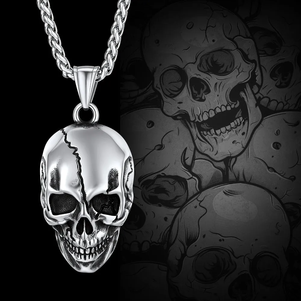 Gothic Skull Necklace with Fissured Skeleton Head for Men sold by FaithHeart product image thumbnail 4
