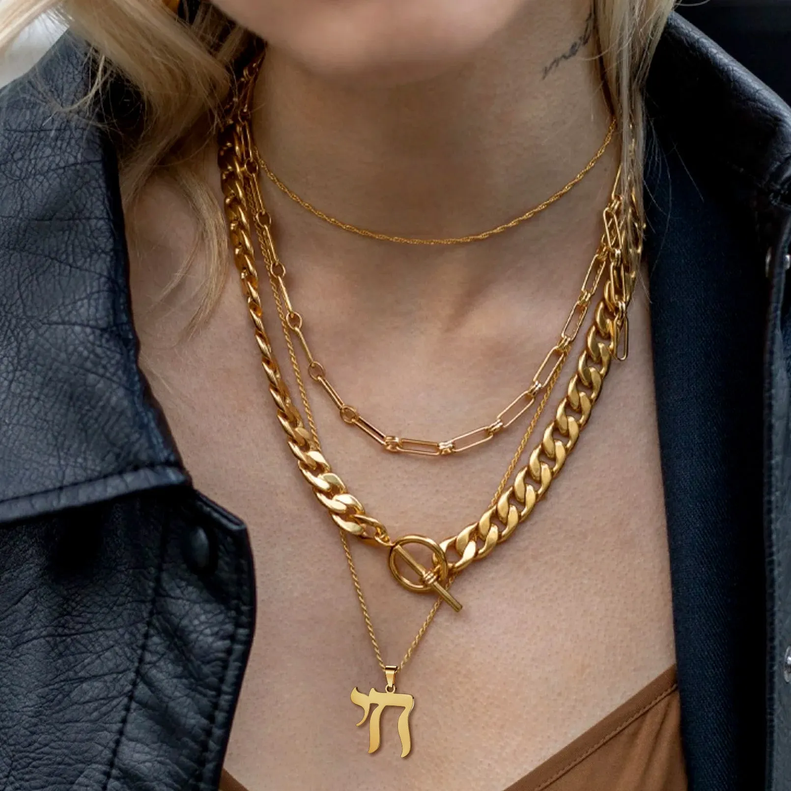 Hebrew Chai Letters Amulet Necklace For Men Women sold by FaithHeart product image thumbnail 3