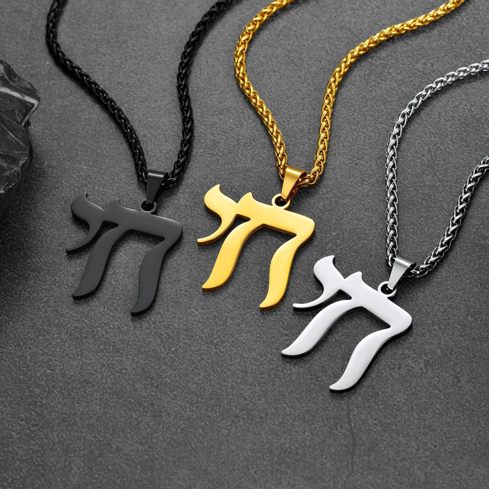 Hebrew Chai Letters Amulet Necklace For Men Women sold by FaithHeart product image thumbnail 4