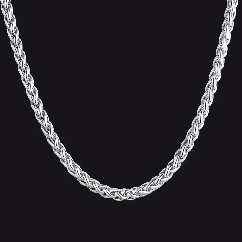 Thin Spiga Wheat Chain Necklace for Men Women 3MM Width sold by FaithHeart