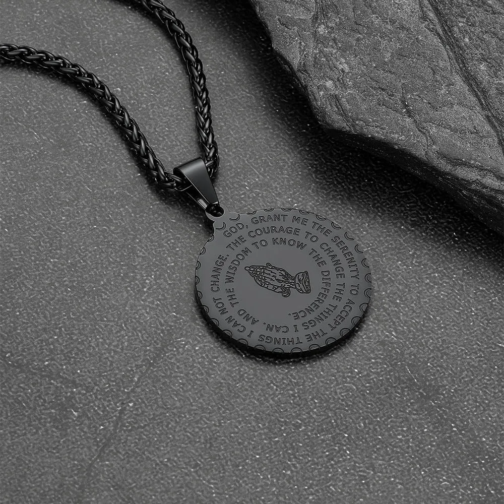 Bible Verse Prayer Hands Coin Medal Necklace for Men sold by FaithHeart product image thumbnail 5