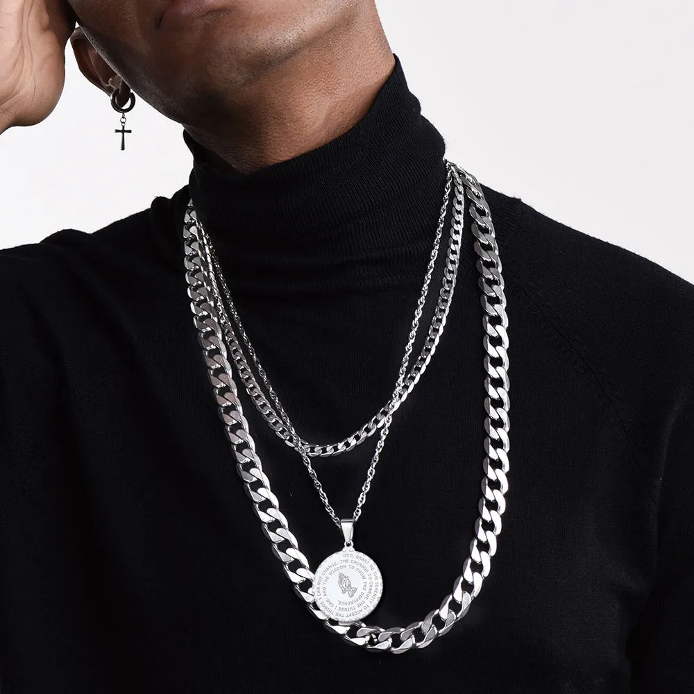 Bible Verse Prayer Hands Coin Medal Necklace for Men sold by FaithHeart product image thumbnail 2