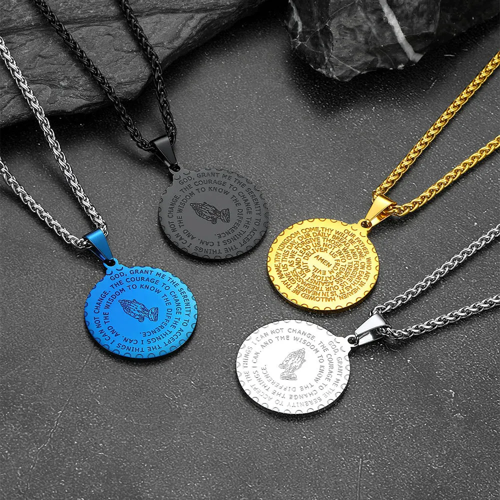 Bible Verse Prayer Hands Coin Medal Necklace for Men sold by FaithHeart product image thumbnail 3