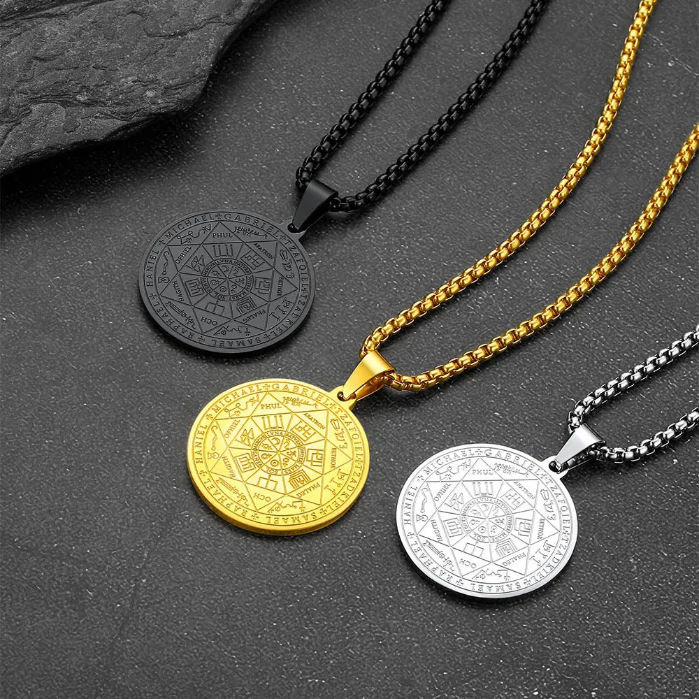 Seven Archangels Talisman Pentagram Pendant Necklace For Men sold by FaithHeart product image thumbnail 4