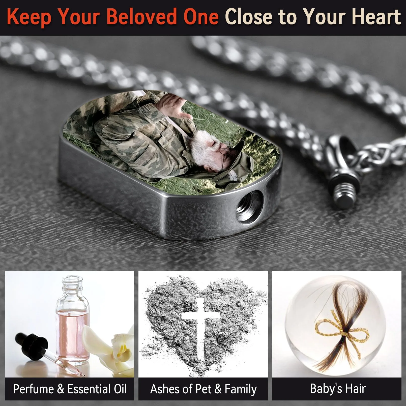 Customized Cremation Picture Urn Pet Ashed Dog Tag Necklace for Dog sold by FaithHeart product image thumbnail 4