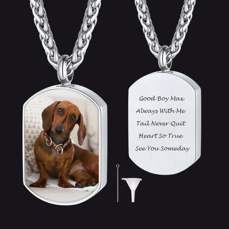 Customized Cremation Picture Urn Ashed Dog Tag Necklace for Dog sold by FaithHeart