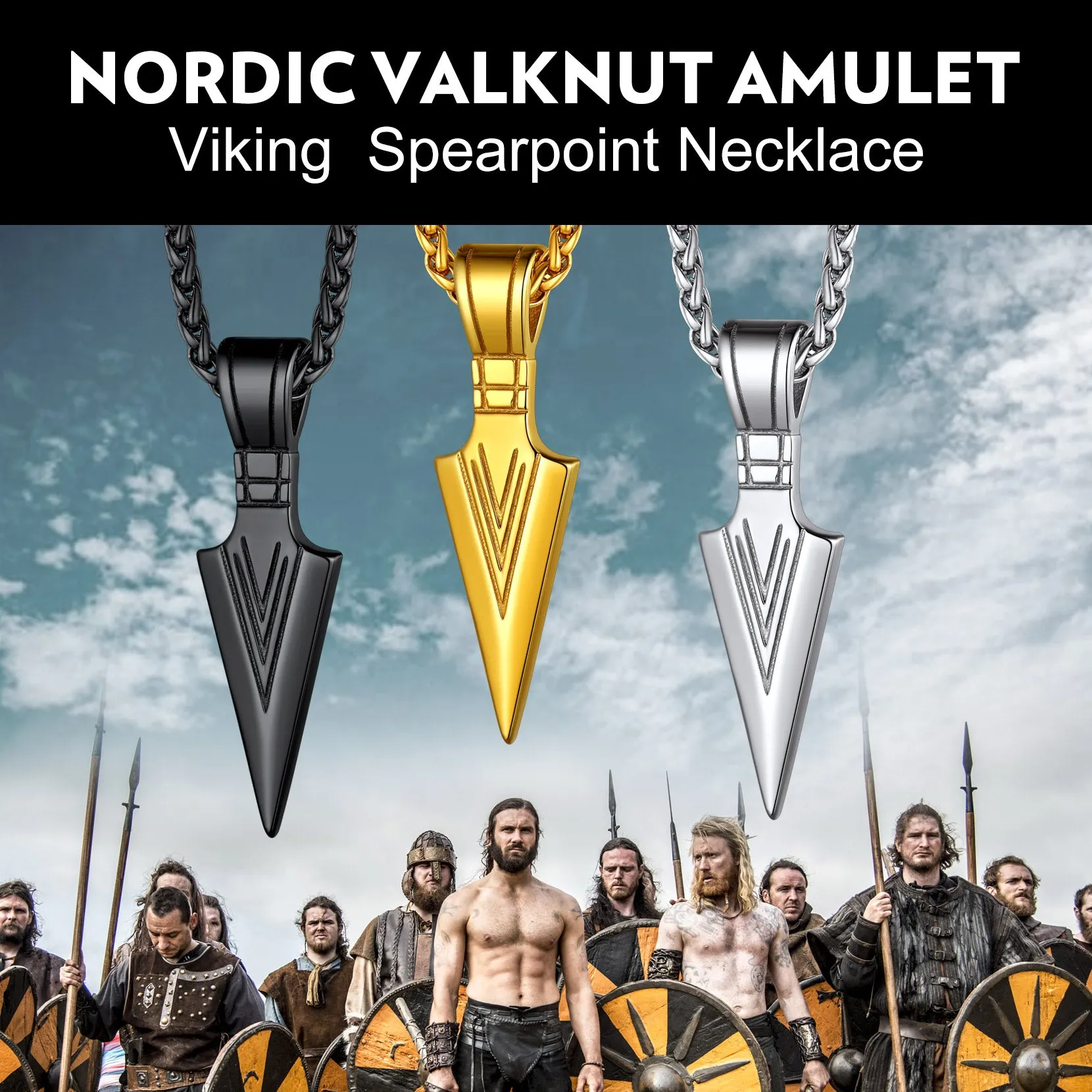 Spear Point Arrowhead Necklace Pendant For Men sold by FaithHeart product image thumbnail 4