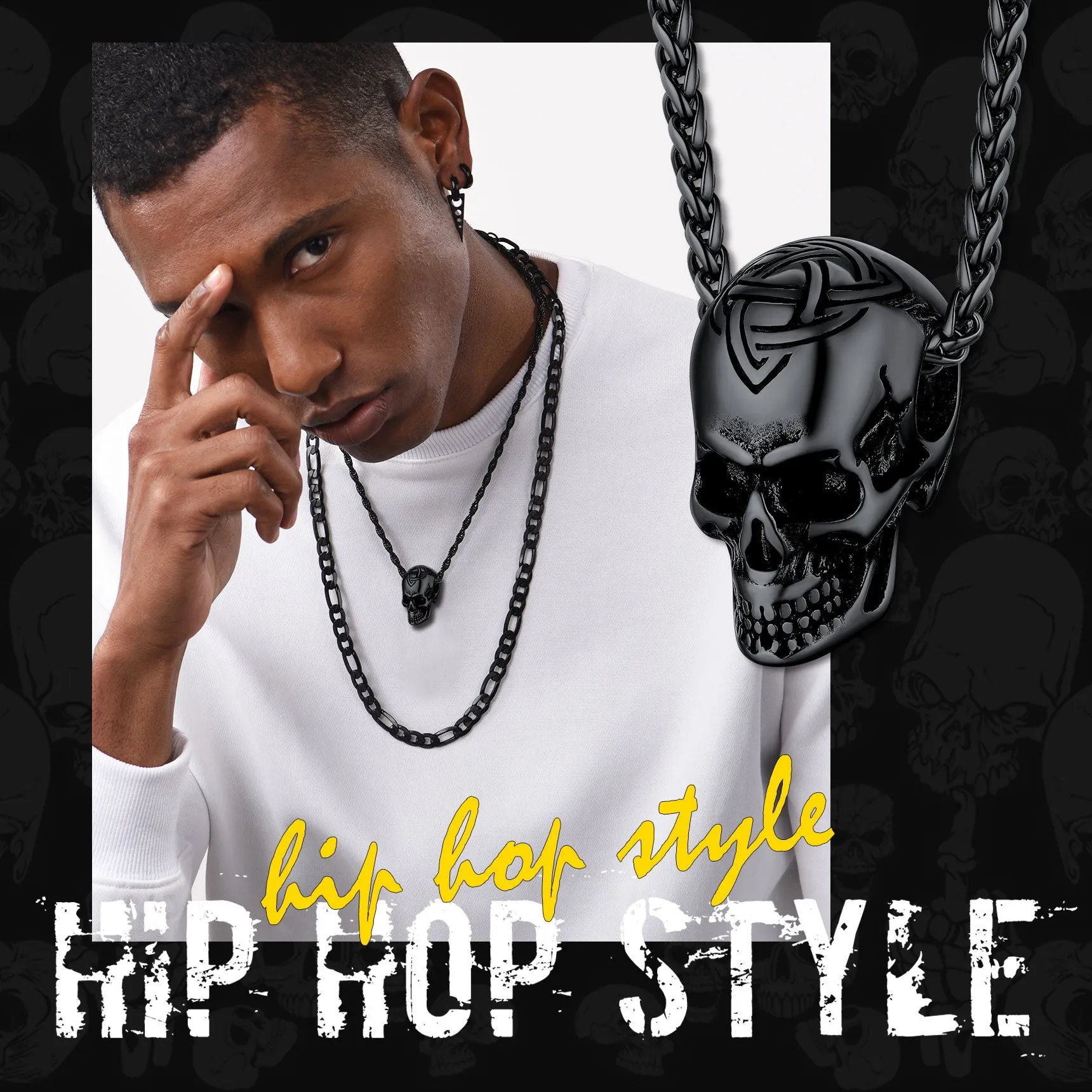 Gothic Celtic Skull Pendant Necklace for Men sold by FaithHeart product image thumbnail 3