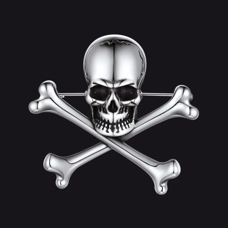 Punk Skull Lapel Brooches With Crossbones For Men sold by FaithHeart