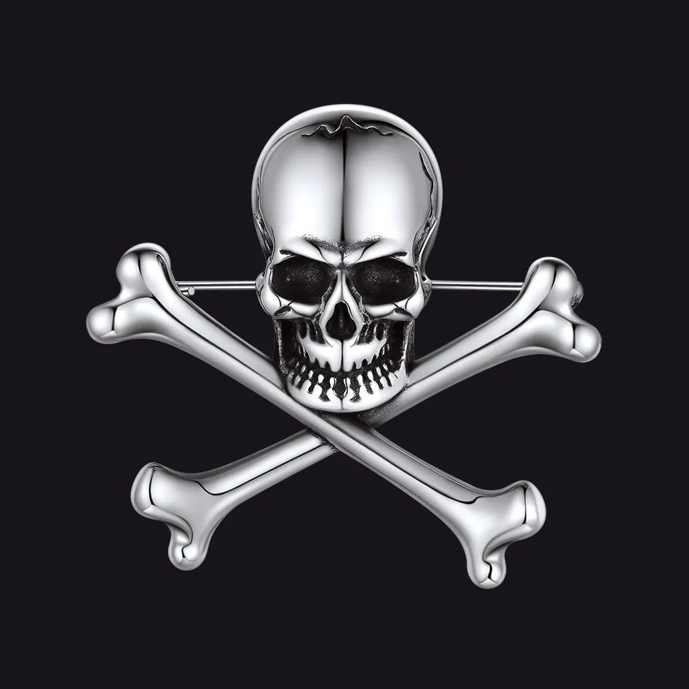 Punk Skull Lapel Brooches With Crossbones For Men sold by FaithHeart