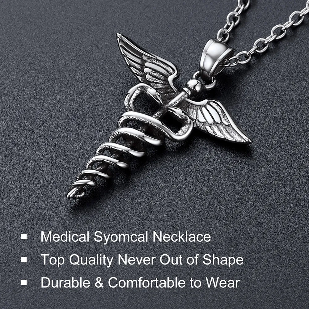 The Caduceus Of Hermes Winged Snake Pendant Necklace sold by FaithHeart product image thumbnail 4