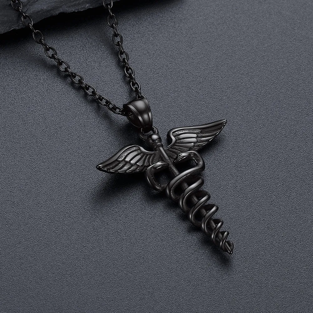 The Caduceus Of Hermes Winged Snake Pendant Necklace sold by FaithHeart product image thumbnail 5