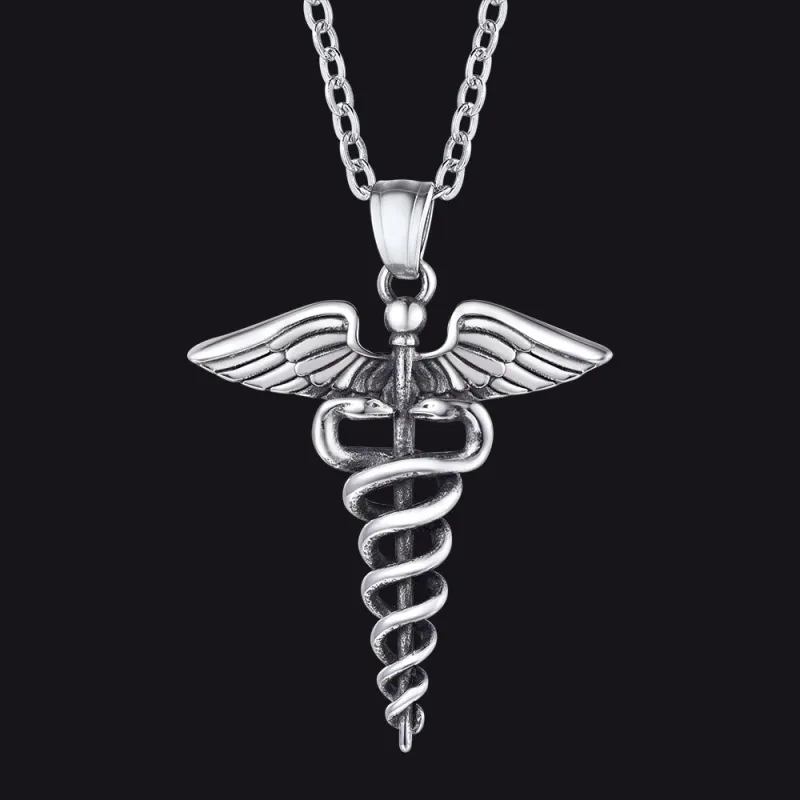 The Caduceus Of Hermes Winged Snake Pendant Necklace made by FaithHeart