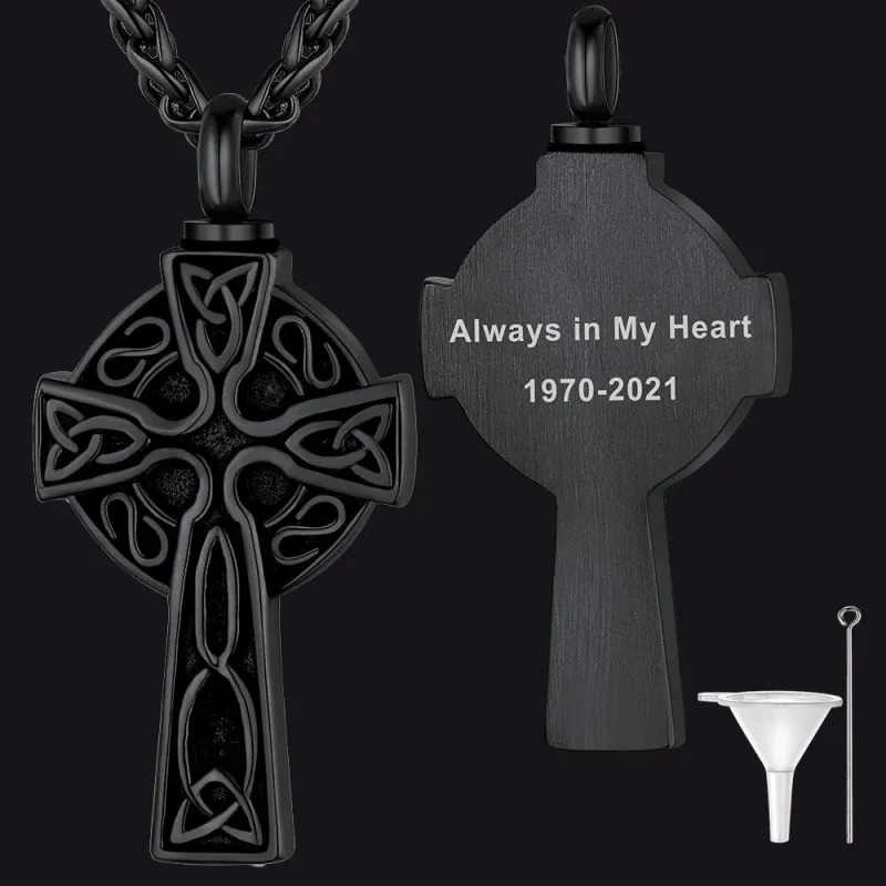 Custom Celtic Cross Urn Necklace for Ashes Cremation Jewelry sold by FaithHeart