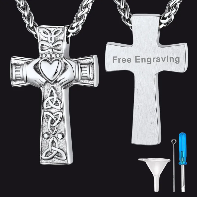 Custom Celtic Cross Urn Cremation Pendant Necklace for Ashes sold by FaithHeart