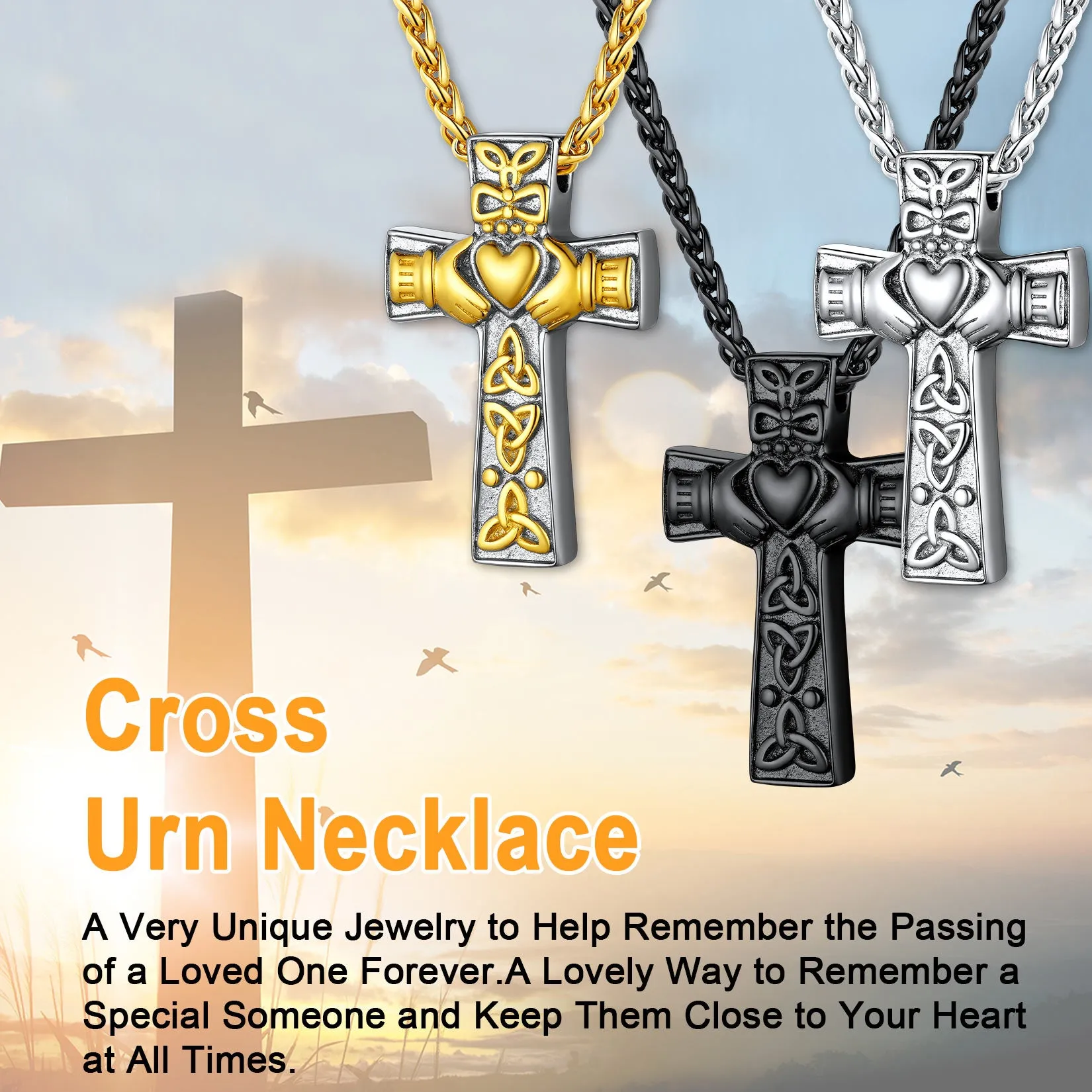 Custom Celtic Cross Urn Cremation Pendant Necklace for Ashes sold by FaithHeart product image thumbnail 3