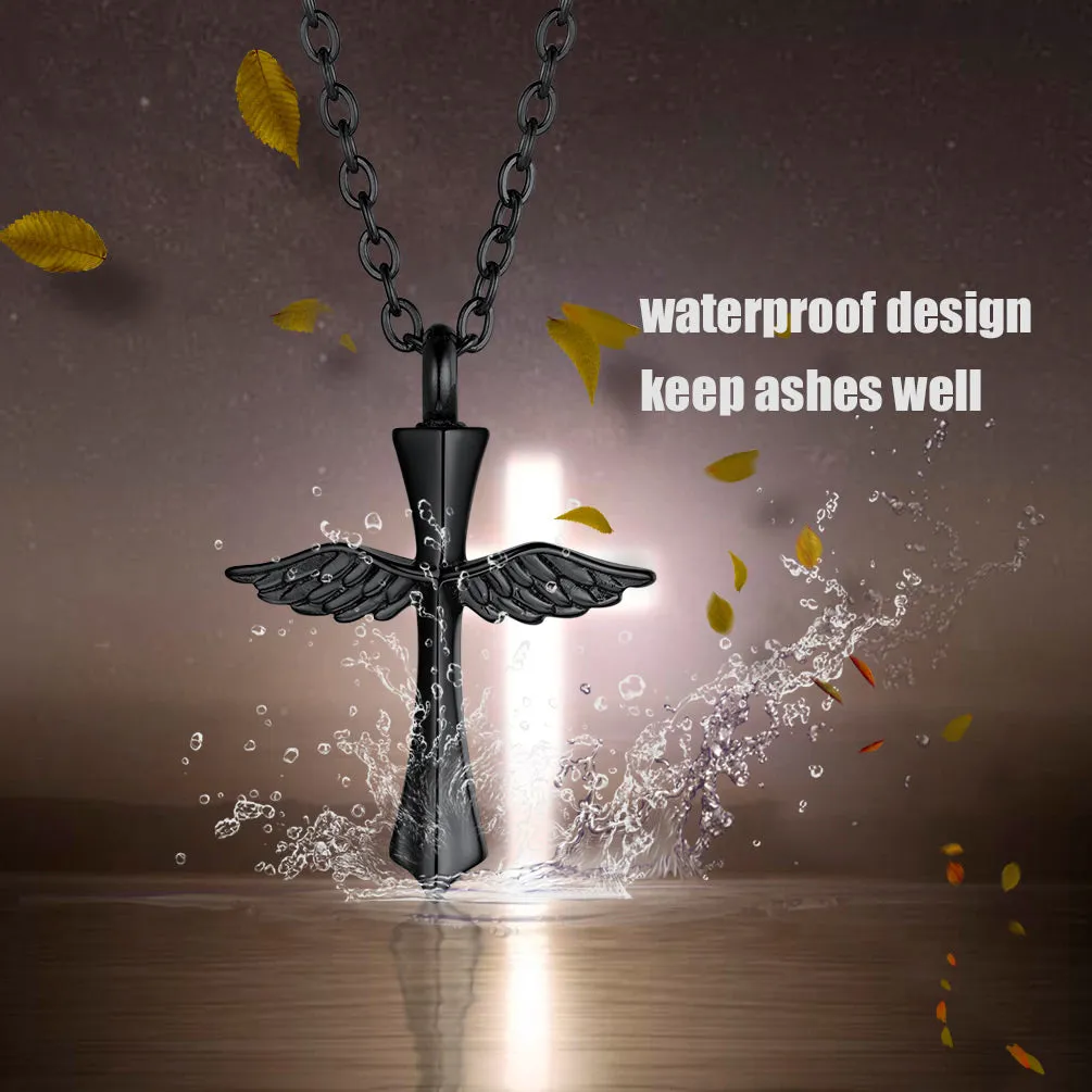 Custom Cremation Wings Cross Urn Ashes Pendant Necklace for Men Women sold by FaithHeart product image thumbnail 5