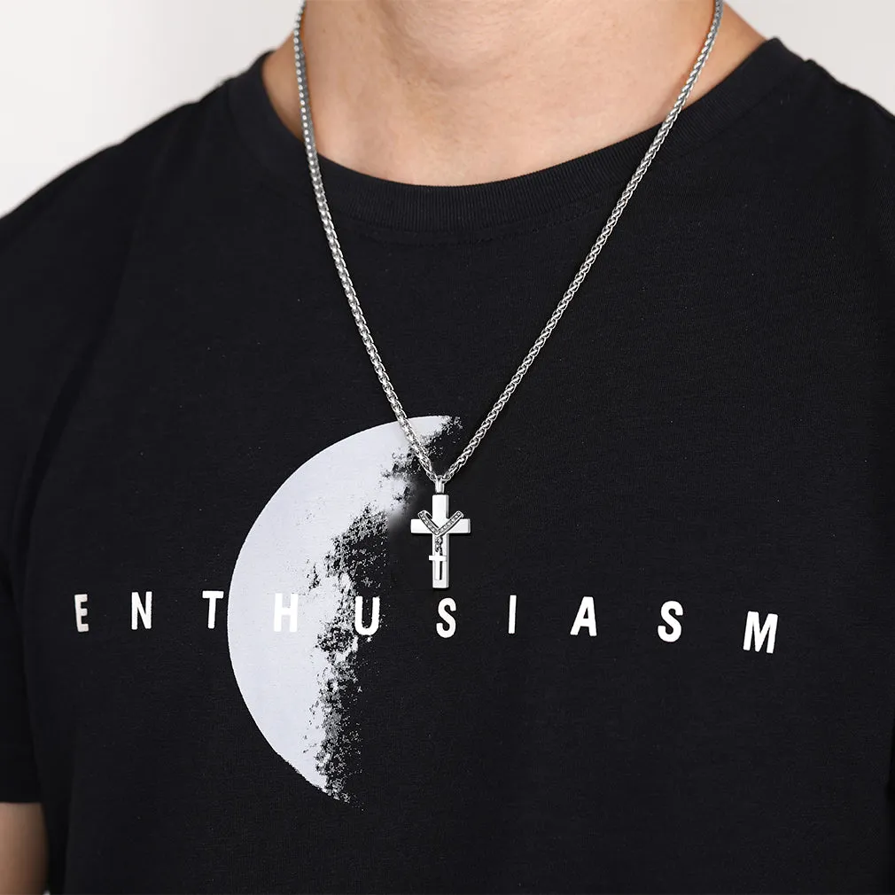 Custom Double Cross Cremation Urn Pendant Necklace for Ashes sold by FaithHeart product image thumbnail 3