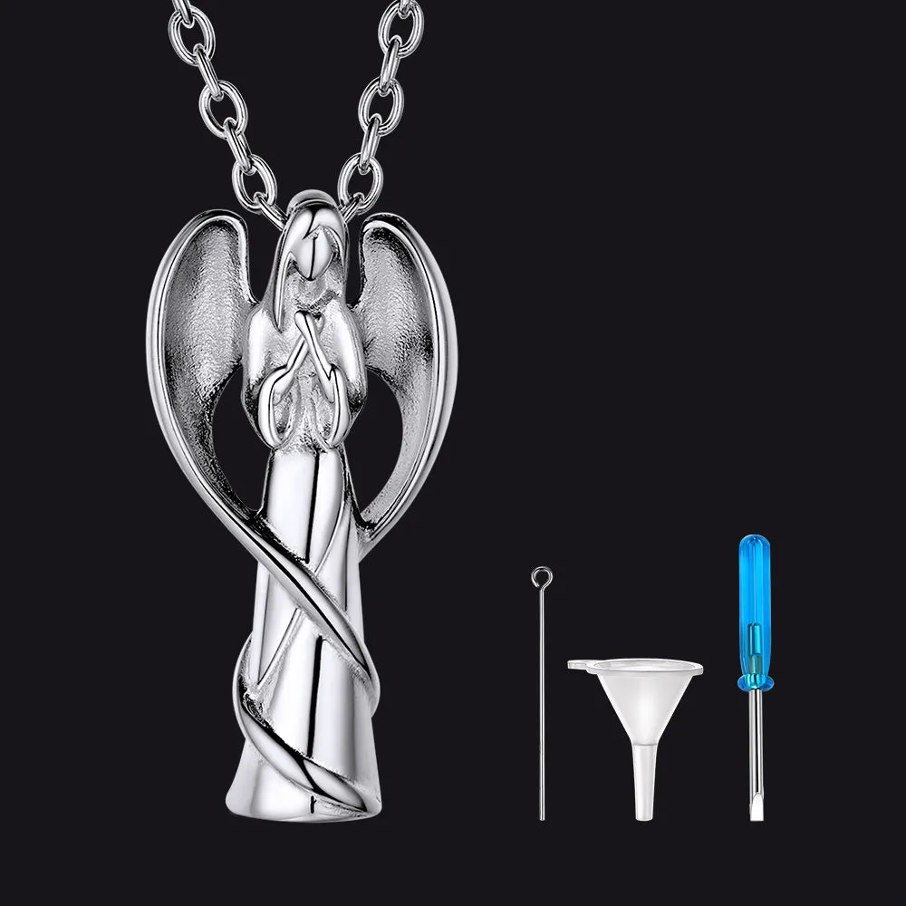 Virgin Mary Angel Wings Urn Cremation Pendant Necklace for Ashes sold by FaithHeart