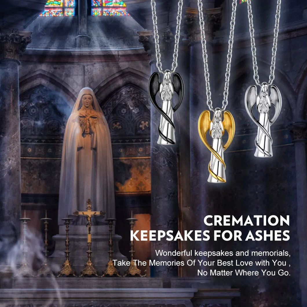 Virgin Mary Angel Wings Urn Cremation Pendant Necklace for Ashes sold by FaithHeart product image thumbnail 4