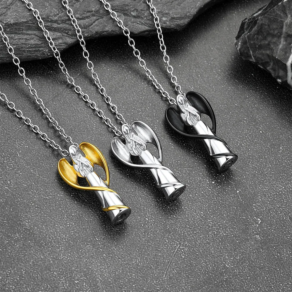 Virgin Mary Angel Wings Urn Cremation Pendant Necklace for Ashes sold by FaithHeart product image thumbnail 5