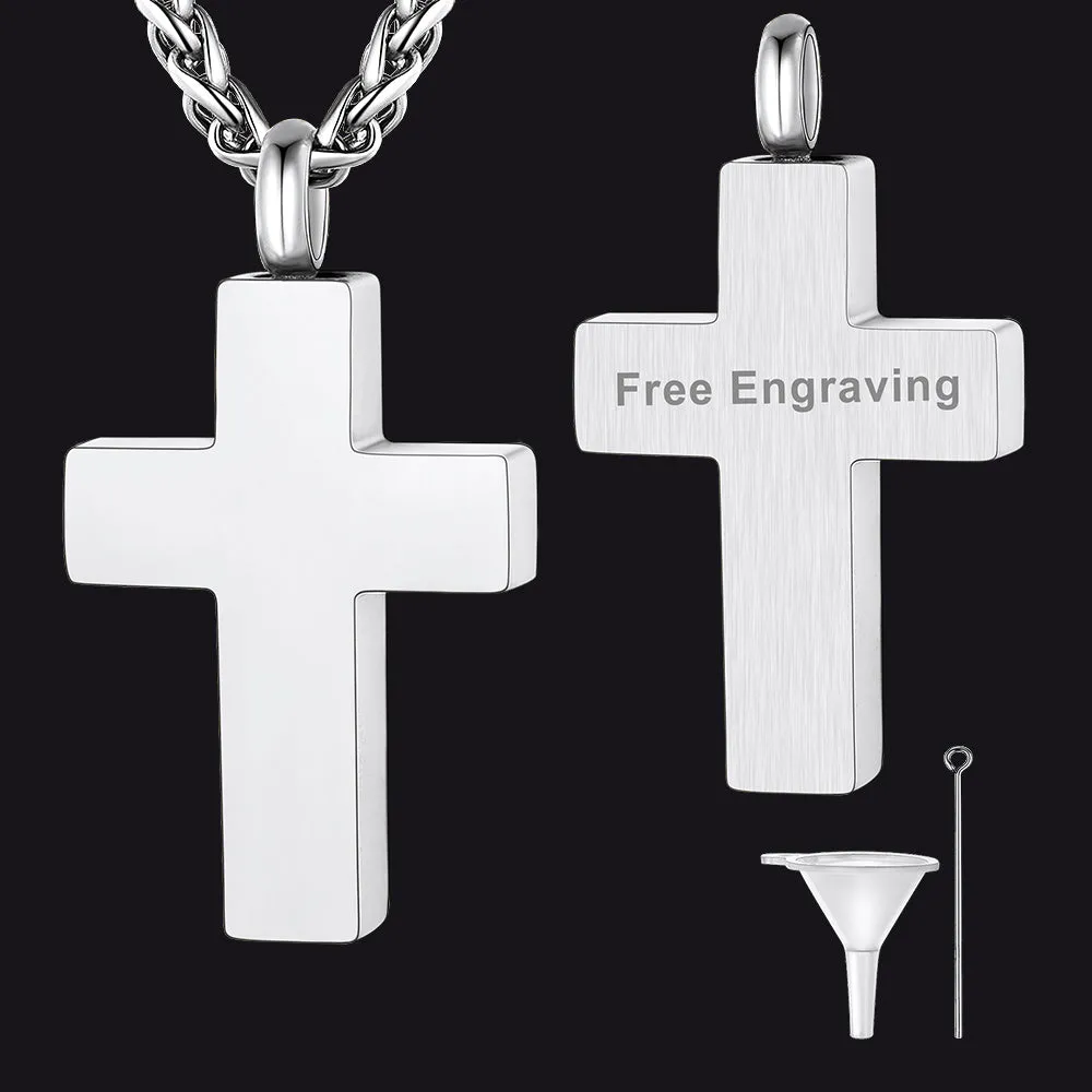 Customized Cross Cremation Urn Ashes Necklace Memorial Keepsakes Pendant sold by FaithHeart
