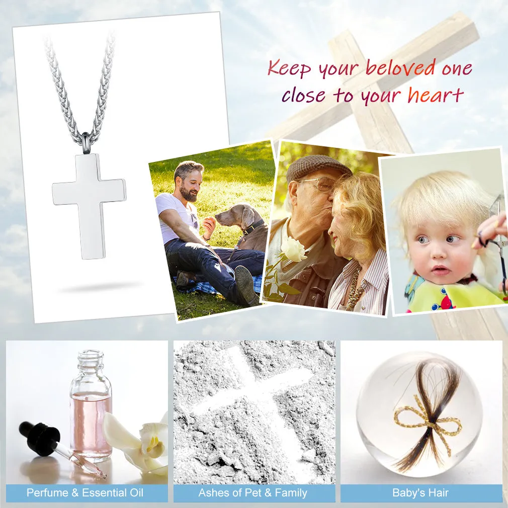 Customized Cross Cremation Urn Ashes Necklace Memorial Keepsakes Pendant sold by FaithHeart product image thumbnail 4