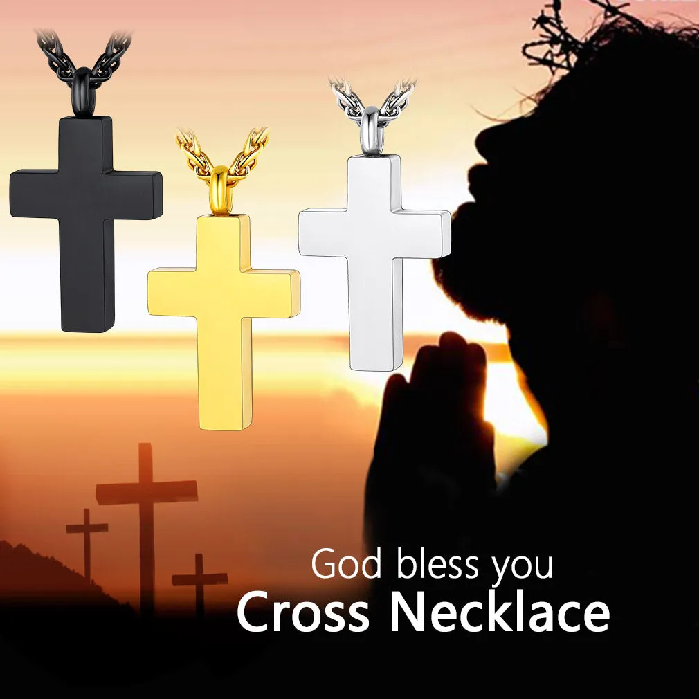 Customized Cross Cremation Urn Ashes Necklace Memorial Keepsakes Pendant sold by FaithHeart product image thumbnail 3