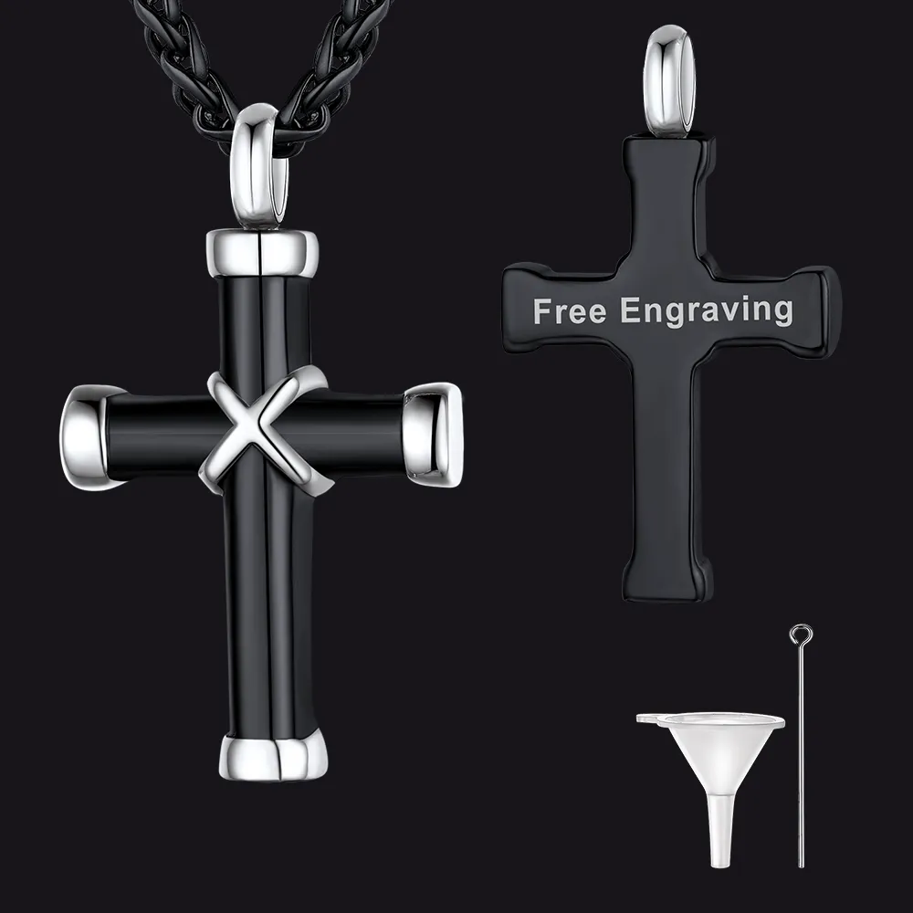 Customized Cross Cremation Urn Necklace Memorial Jewelry for Men sold by FaithHeart