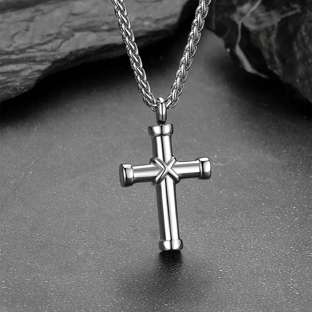 Customized Cross Cremation Urn Necklace Memorial Jewelry for Men sold by FaithHeart product image thumbnail 5