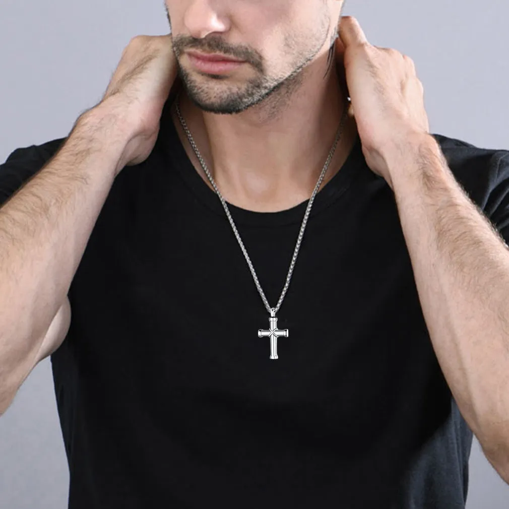 Customized Cross Cremation Urn Necklace Memorial Jewelry for Men sold by FaithHeart product image thumbnail 2