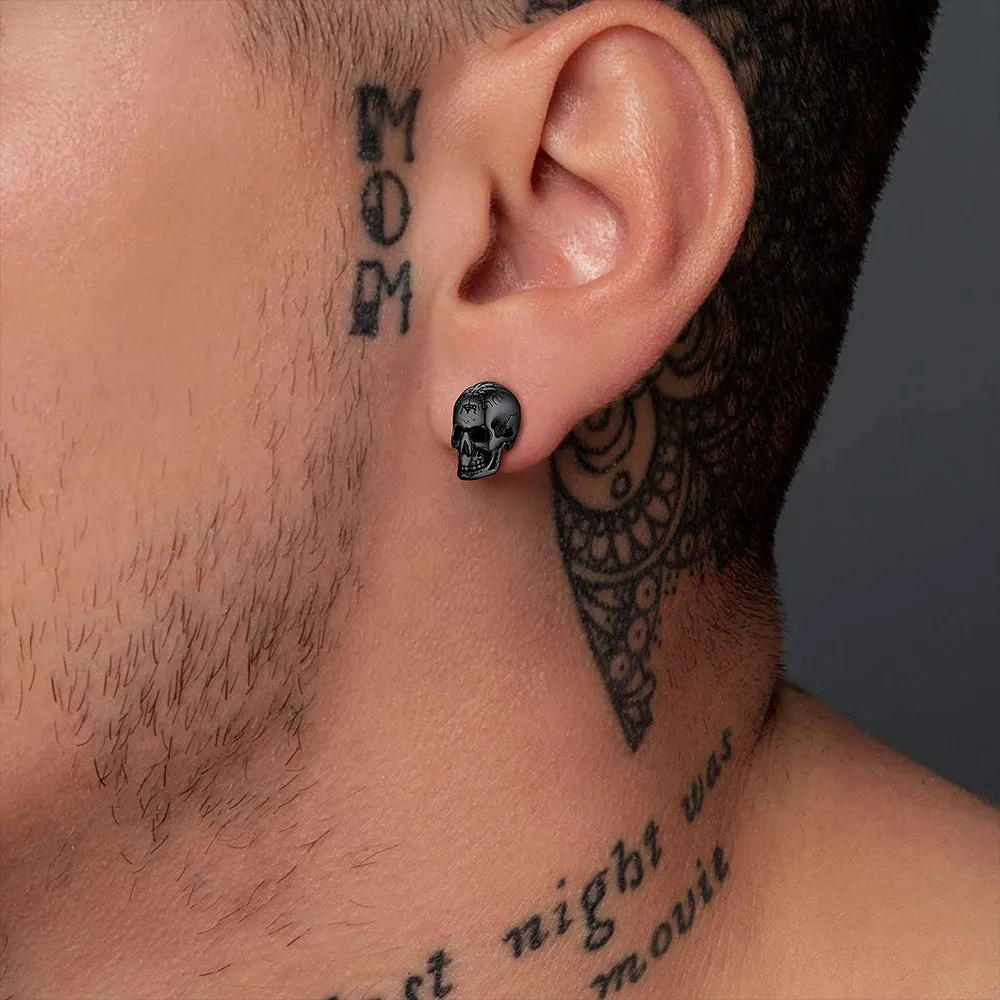Viking Skeleton Skull Stud Earrings for Men sold by FaithHeart product image thumbnail 2