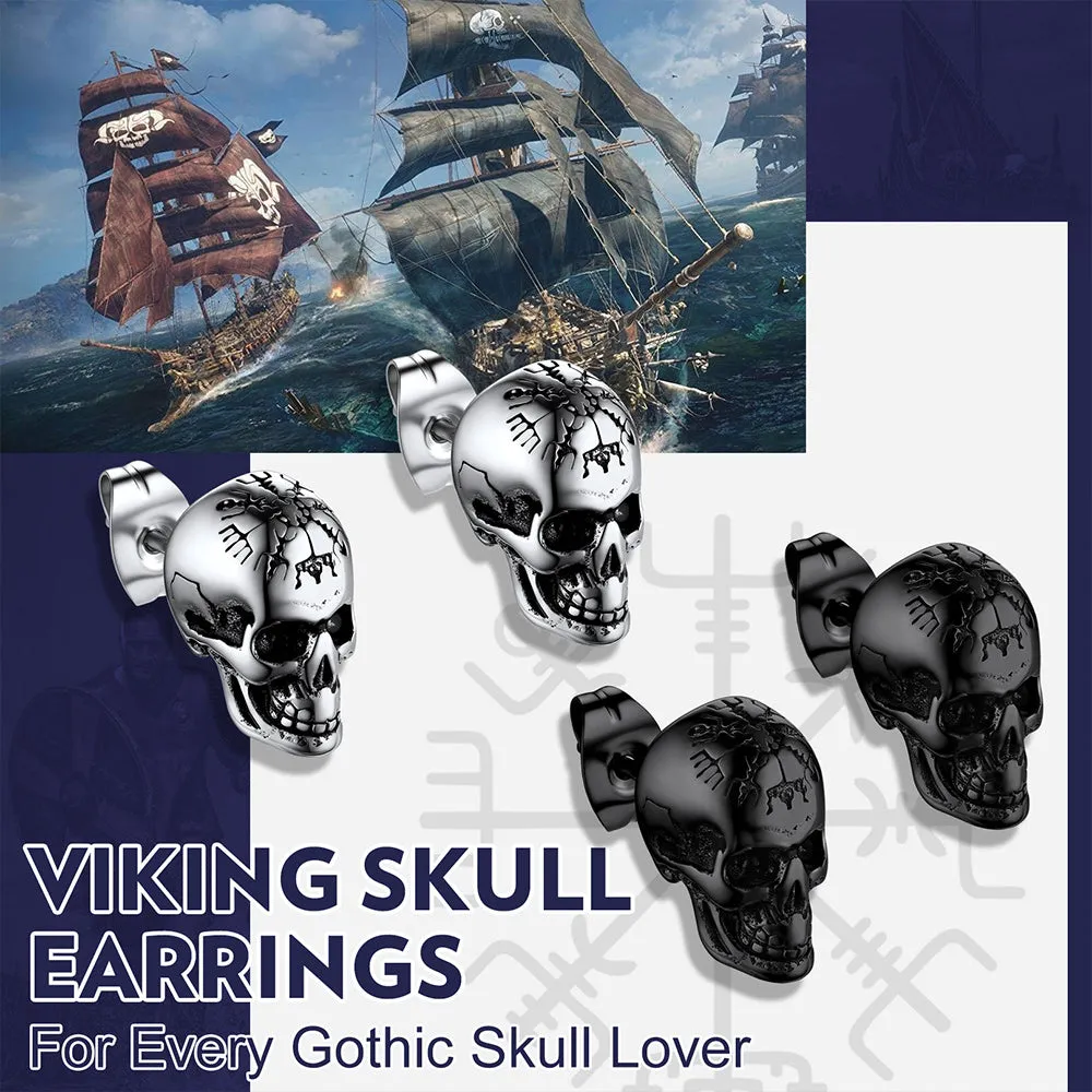 Viking Skeleton Skull Stud Earrings for Men sold by FaithHeart product image thumbnail 4